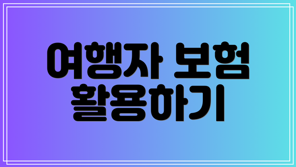 여행자 보험 활용하기