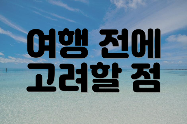 여행 전에 고려할 점
