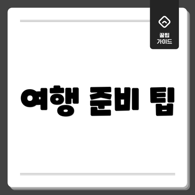 여행 준비 팁