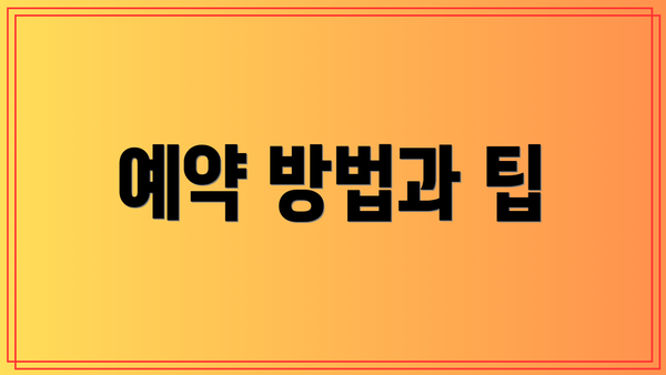 예약 방법과 팁