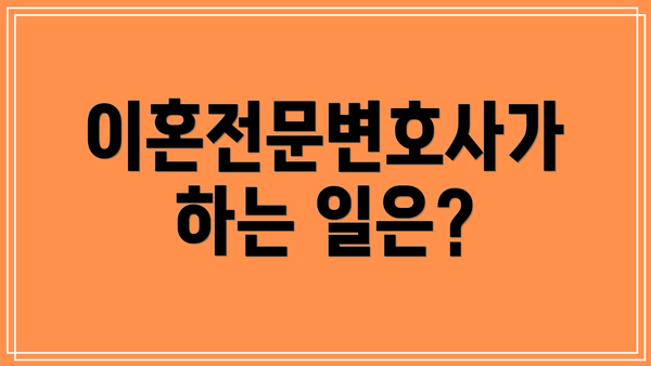 이혼전문변호사가 하는 일은?
