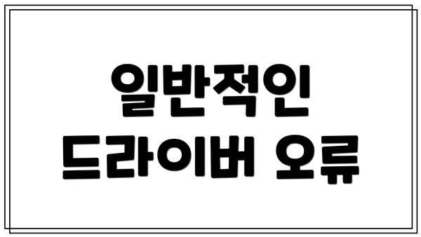 일반적인 드라이버 오류