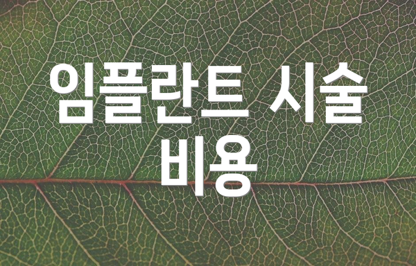 임플란트 시술 비용