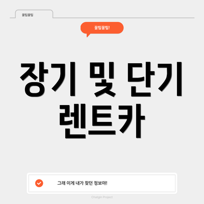 장기 및 단기 렌트카