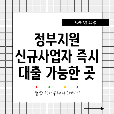 정부지원 신규사업자 즉시 대출 가능한 곳