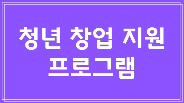 청년 창업 지원 프로그램