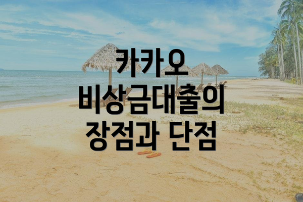 카카오 비상금대출의 장점과 단점