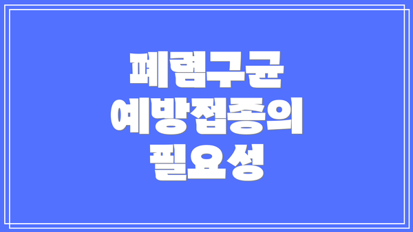 폐렴구균 예방접종의 필요성