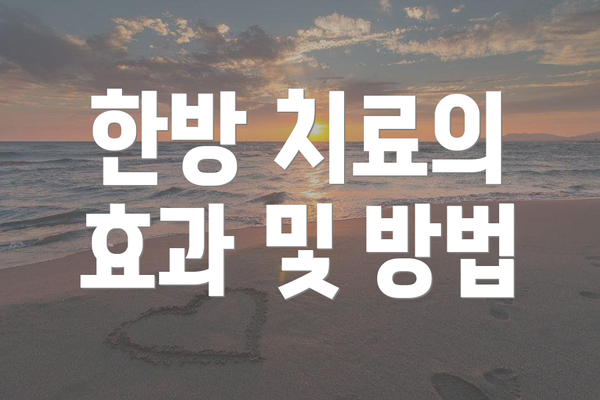 한방 치료의 효과 및 방법