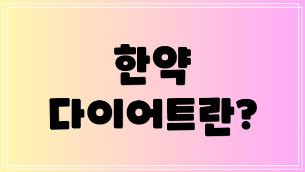 한약 다이어트란?