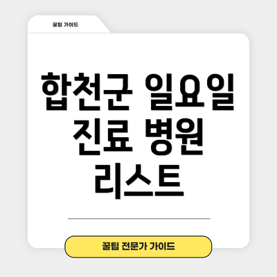 합천군 일요일 진료 병원 리스트