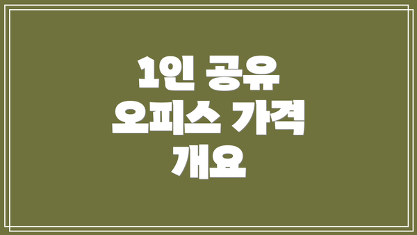 1인 공유 오피스 가격 개요