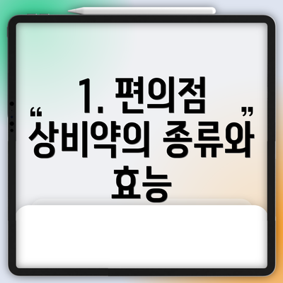 1. 편의점 상비약의 종류와 효능