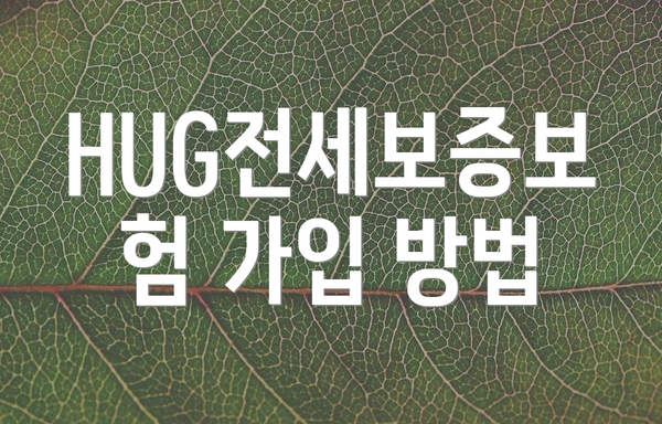 HUG전세보증보험 가입 방법