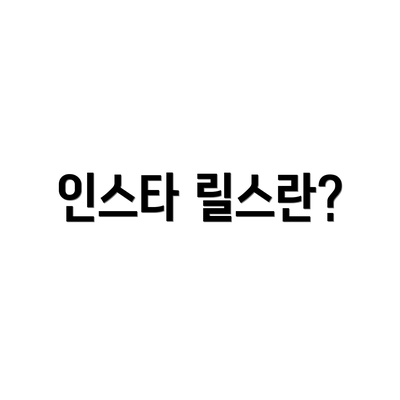 인스타 릴스란?