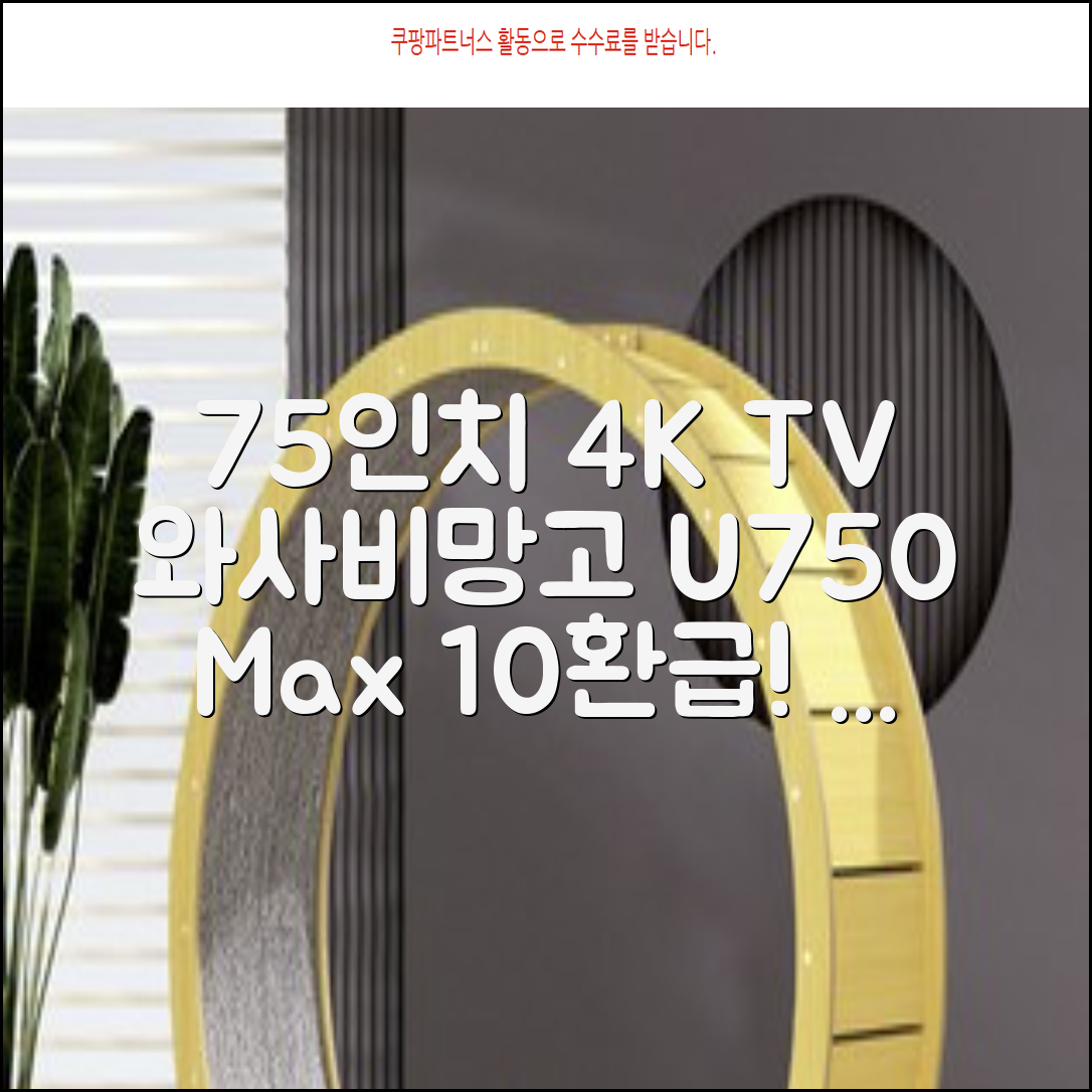 [10% 환급가전] 와사비망고 4K UHD ZEN U750 Max HDR TV, 189cm(75인치), 스탠드형, 방문설치 추천 리뷰